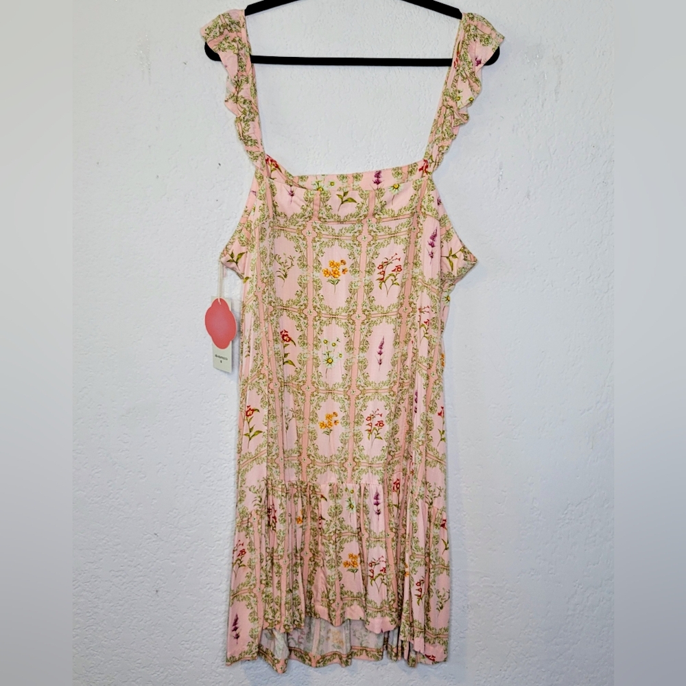 Agua Bendita for Target Nwt Pink Summer Floral Mini Dress Size 2x Tropical Print